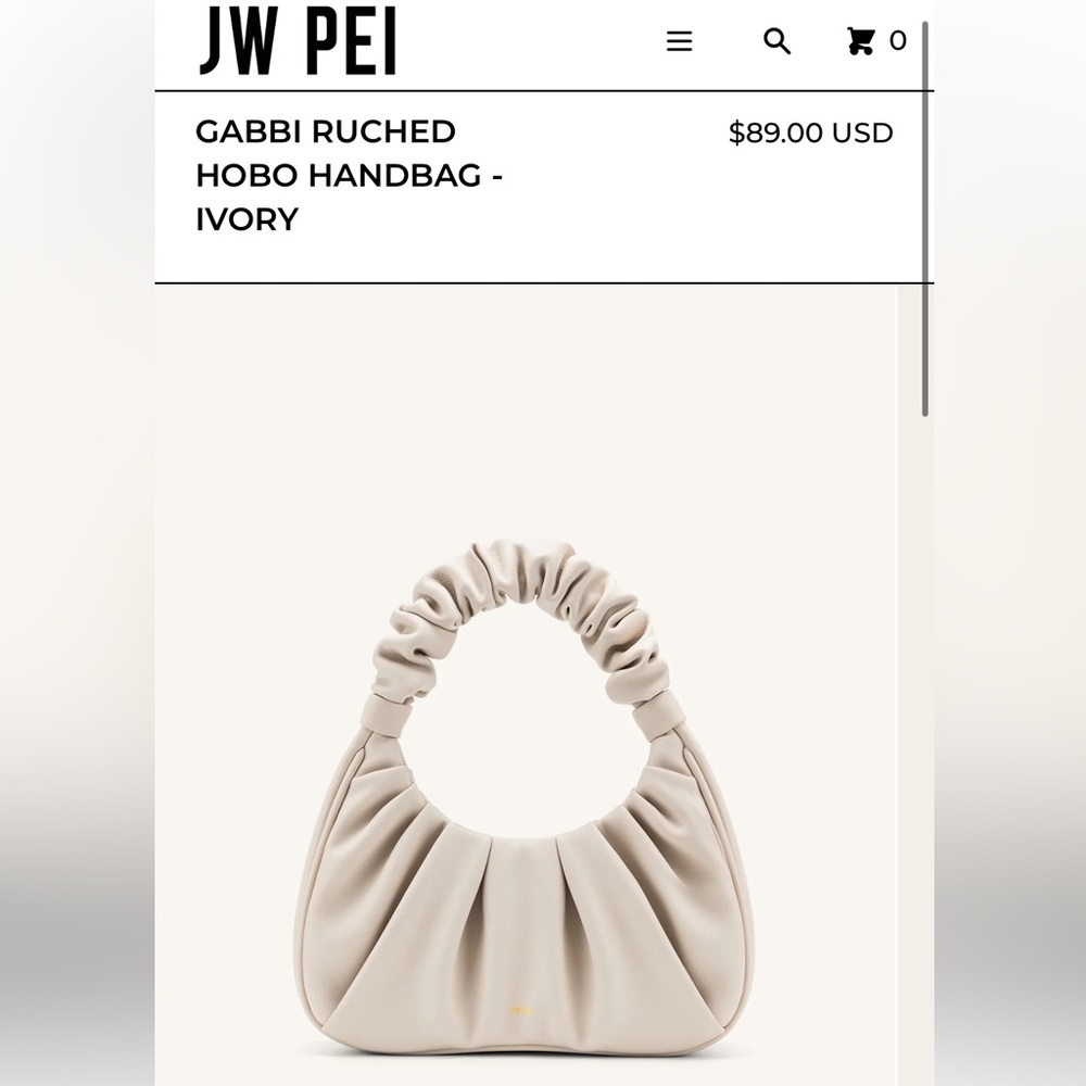 JW PEI- GABI RUCHED HOBO HANDBAG (IVORY)